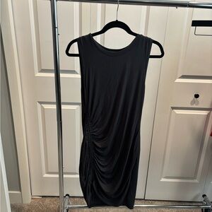 Athleta Black Sleeveless Midi Dress with Side Ruching